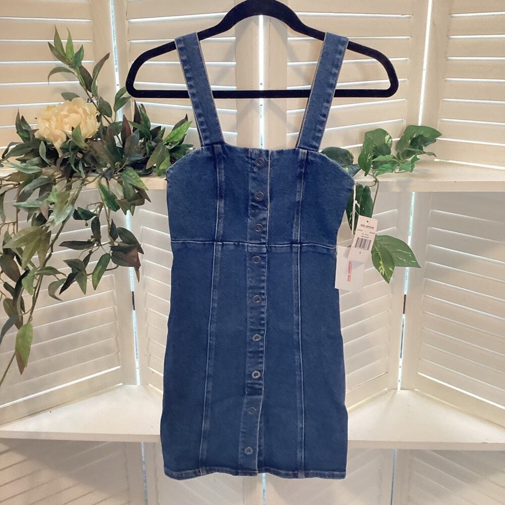 GOOD AMERICAN NEW SNAP MINI DENIUM DRESS SIZE 0 1231